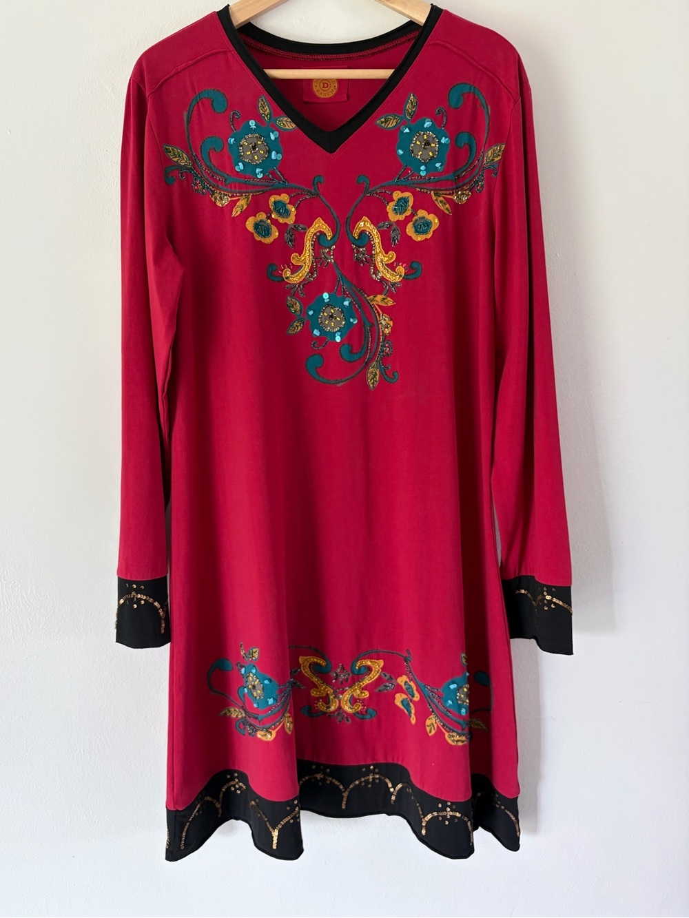 Double D Ranch Embroidered Beaded Floral Long Sleeve Western Dress Size XL